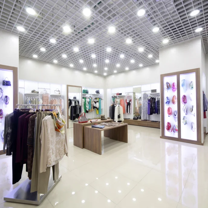 Interior de una tienda moderna, mostrando el enfoque en el sector retail.
